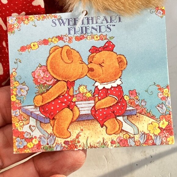Commonwealth Teddy Bear Couple Red Hearts Plush Vtg 1990 Stuffed Animal Set of 2 - Picture 12 of 13